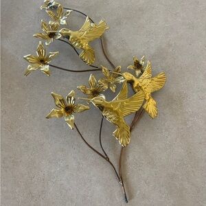 VINTAGE HOMCO MCM WALL DECOR HUMMINGBIRDS BIRDS BRASS COPPER TONE